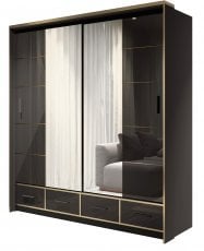 Garderobna omara z drsnimi vrati Sevilla LED 200 - črna