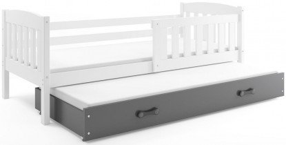 BMS Group - Otroška postelja Kubus z dodatnim ležiščem - 90x200 cm - bela/grafit