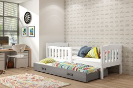 BMS Group - Otroška postelja Kubus z dodatnim ležiščem - 90x200 cm - bela/grafit