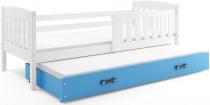 BMS Group - Otroška postelja Kubus z dodatnim ležiščem - 90x200 cm - bela/modra