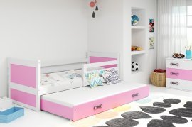 BMS Group - Otroška postelja Rico z dodatnim ležiščem - 80x190 cm - bela/roza