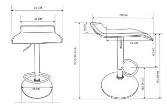Barski stol Wave II siv