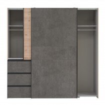 Fola - Garderobna omara Winn 200 cm - hrast/temno siva