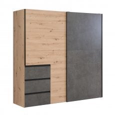 Fola - Garderobna omara Winn 200 cm - hrast/temno siva