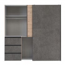 Fola - Garderobna omara Winn 200 cm - hrast/temno siva