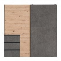 Fola - Garderobna omara Winn 200 cm - hrast/temno siva