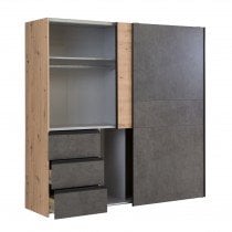 Fola - Garderobna omara Winn 200 cm - hrast/temno siva
