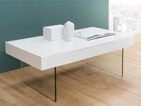 Fola - Klubska miza Kenzo III - visok sijaj bela
