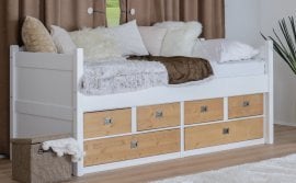 Postelja Bunk - 90x200 cm - bela+natur