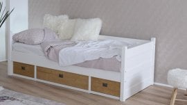 Postelja Marjetica 3 - 90x200 cm - bela+natur