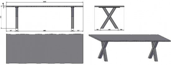 Fola - Jedilna miza Rambla 260x100 cm - 35 mm