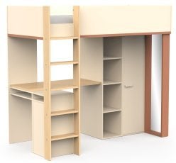 Visoka postelja Camillia - 90x200 cm - rjav/bež/hrast