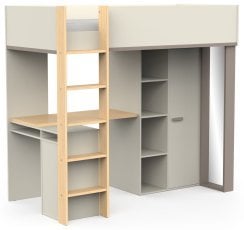 Visoka postelja Camillia - 90x200 cm - rjava/siva/hrast