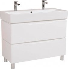 Omarica z umivalnikom Venice - 100 cm bela talna za 2 armaturi