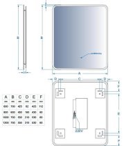 Aqua Rodos - Ogledalo Angolo 80x60 Hands Free & Fog Free