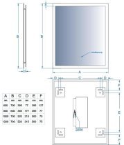 Aqua Rodos - Ogledalo Alberto 80x60 Hands & Fog Free