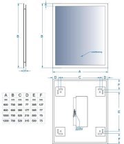 Aqua Rodos - Ogledalo Alberto 100x70 Hands & Fog Free