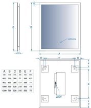Aqua Rodos - Ogledalo Alberto 120x70 Hands & Fog Free