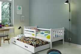Otroška postelja Carino z dodatnim ležiščem - 80x190 cm - bela