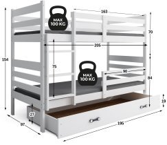 BMS Group - Pograd Eryk z predalom - 90x200 cm - bela