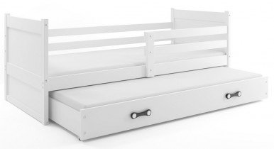 BMS Group - Otroška postelja Rico z dodatnim ležiščem - 80x190 cm - bela/bela