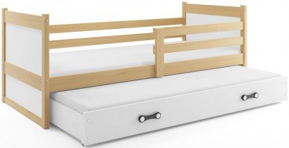BMS Group - Otroška postelja Rico z dodatnim ležiščem - 90x200 cm - bor/bela