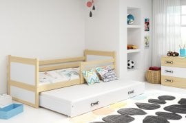 BMS Group - Otroška postelja Rico z dodatnim ležiščem - 90x200 cm - bor/bela