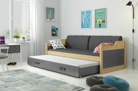 BMS Group - Otroška postelja Dawid z dodatnim ležiščem - 80x190 cm  - bor/grafit