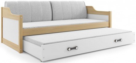 BMS Group - Otroška postelja Dawid z dodatnim ležiščem - 90x200 cm - bor/bela