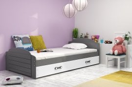 Otroška postelja Lili - 90x200 cm - grafit/bela