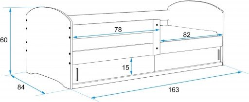 BMS Group - Otroška postelja Luki-1 - 80x160 cm - grafit/Auto - odprta embalaža
