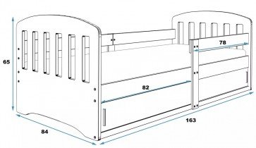 BMS Group - Otroška postelja Classic-1 - 80x160 cm - bela/bela