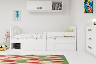 Otroška postelja Classic-1 - 80x160 cm - bela/bela
