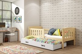 BMS Group - Otroška postelja Kubus z dodatnim ležiščem - 80x190 cm  - bor/bela