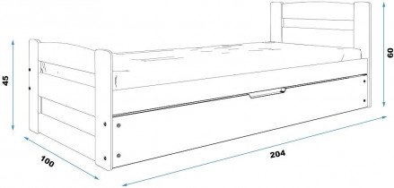 BMS Group - Postelja Erni - 90x200 cm - grafit