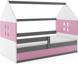 BMS Group - Otroška postelja Domi-1 - 80x160 cm - grafit/roza