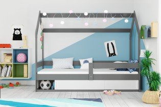 BMS Group - Otroška postelja Domek - 80x160 cm - grafit/bela