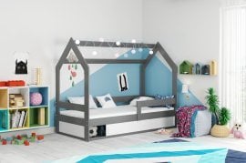 Otroška postelja Domek - 80x160 cm - grafit/bela