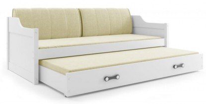 BMS Group - Otroška postelja Dawid z dodatnim ležiščem - 90x200 cm - bela/bela