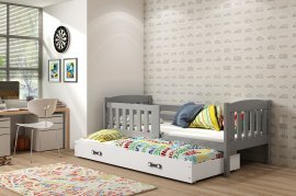 BMS Group - Otroška postelja Kubus z dodatnim ležiščem - 80x190 cm - grafit/bela