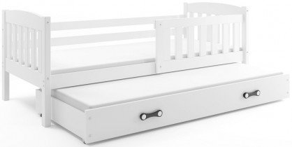 BMS Group - Otroška postelja Kubus z dodatnim ležiščem - 80x190 cm - bela/bela