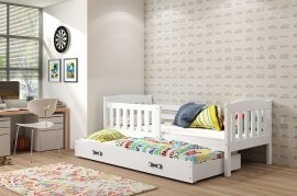 Otroška postelja Kubus z dodatnim ležiščem - 90x200 cm - bela/bela