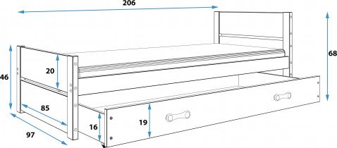 BMS Group - Postelja Bartek - 90x200 - bela