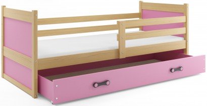 BMS Group - Otroška postelja Rico - 80x190 cm - bor/roza
