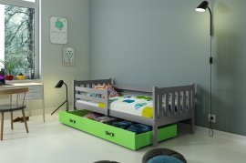 Otroška postelja Carino - 80x190 cm - grafit/zelena