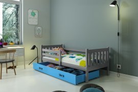 Otroška postelja Carino - 80x190 cm - grafit/modra