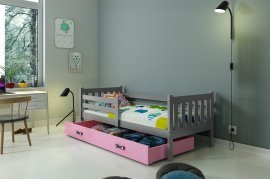 BMS Group - Otroška postelja Carino - 80x190 cm - grafit/roza