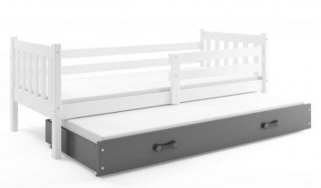 BMS Group - Otroška postelja Carino z dodatnim ležiščem - 80x190 cm - bela/grafit