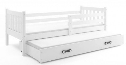 BMS Group - Otroška postelja Carino z dodatnim ležiščem - 80x190 cm - bela/bela