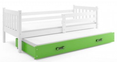 BMS Group - Otroška postelja Carino z dodatnim ležiščem - 80x190 cm - bela/zelena